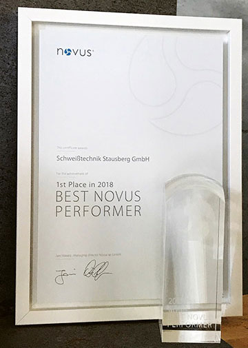 Urkunde NOVUS Best Performer 2018